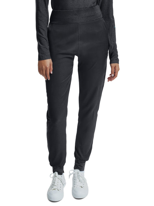 Women's Six-Pocket Knitted Waistband Jogger Pant - WB420 - Pewter