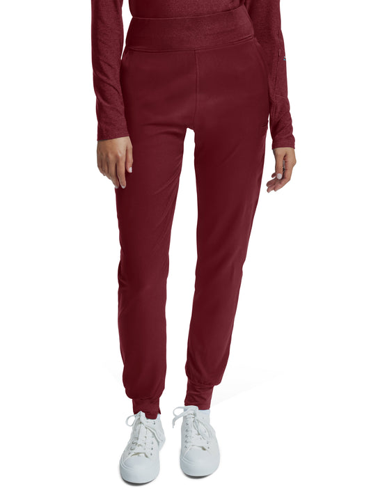 Women's Six-Pocket Knitted Waistband Jogger Pant - WB420 - Wine