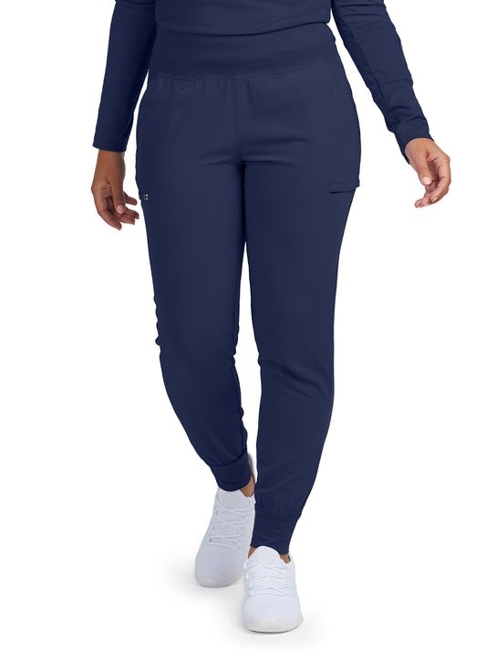 Women's Six-Pocket High-Rise Knit Elastic Waist Jogger Pant - WB430 - Navy