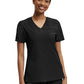 Women's Two-Pocket Knit Collar V-Neck Top - WT119 - Black
