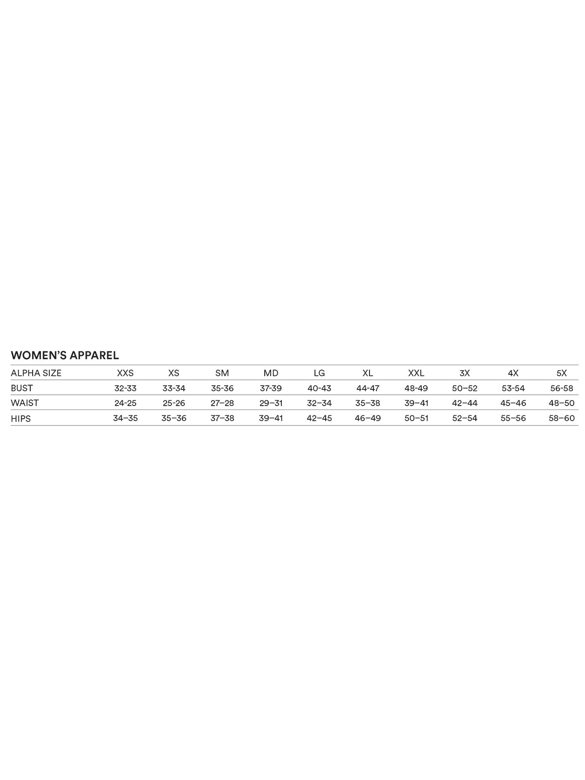 SIZECHART