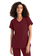 Women's Three-Pocket V-Neck Top - WT127 - Wine