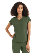 Women's One-Pocket V-Neck Top - WT128 - Olive