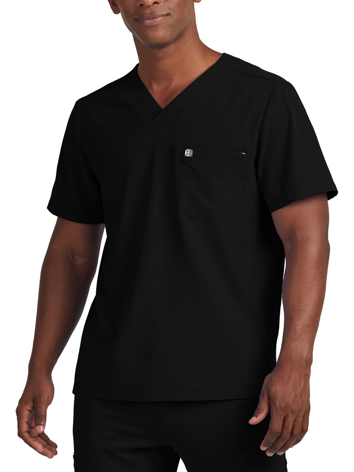 Men's Two-Pocket Fluid Resistant V-Neck Top - WT131 - Black