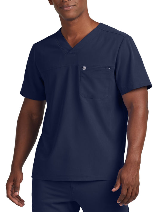 Men's Two-Pocket Fluid Resistant V-Neck Top - WT131 - Navy