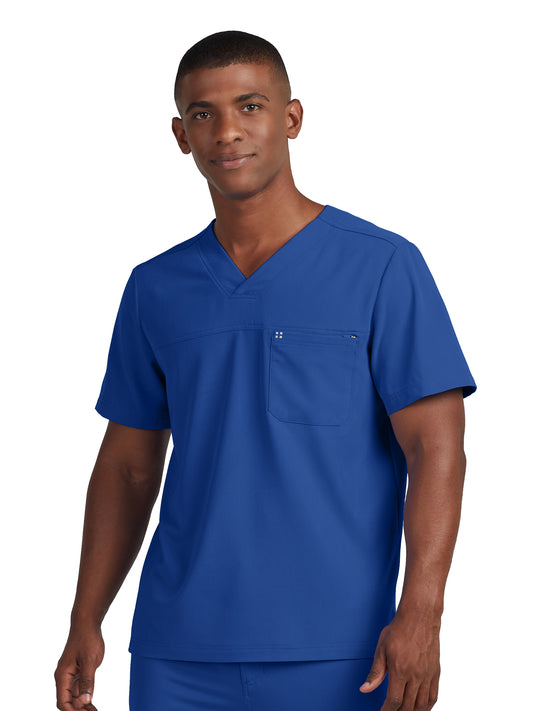 Men's Two-Pocket Fluid Resistant V-Neck Top - WT131 - Royal